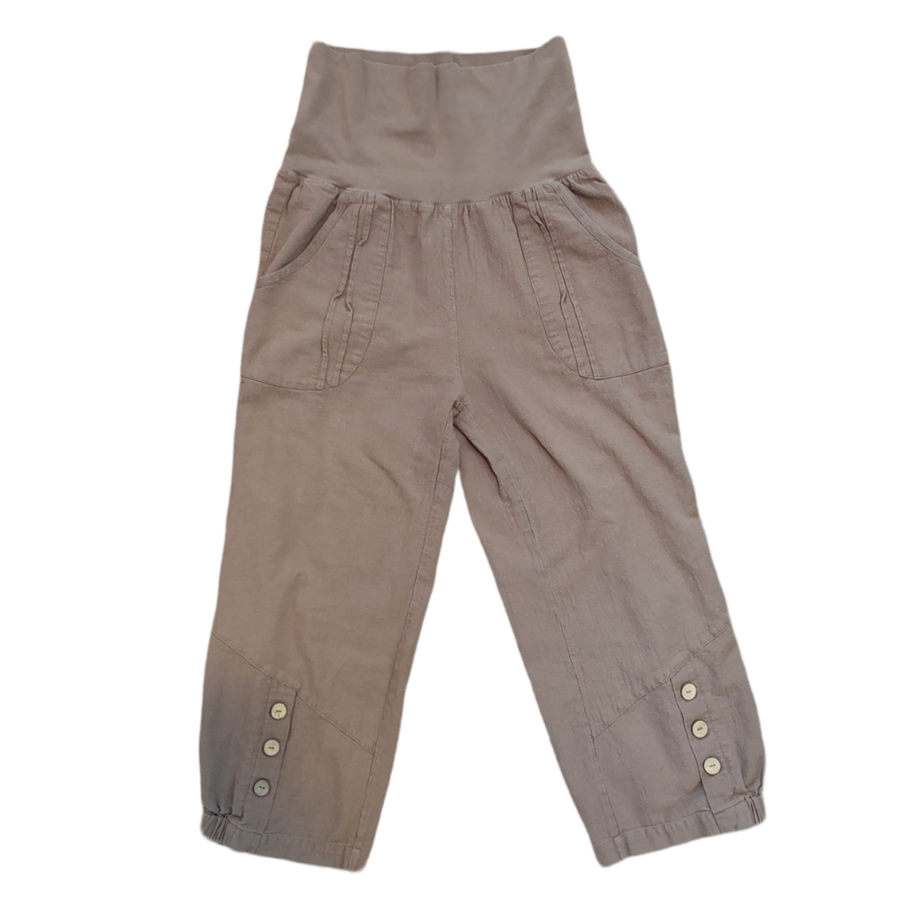 Soft Surroundings Comfy Brown Cotton Pants Women's size Petite XS Casual Capri